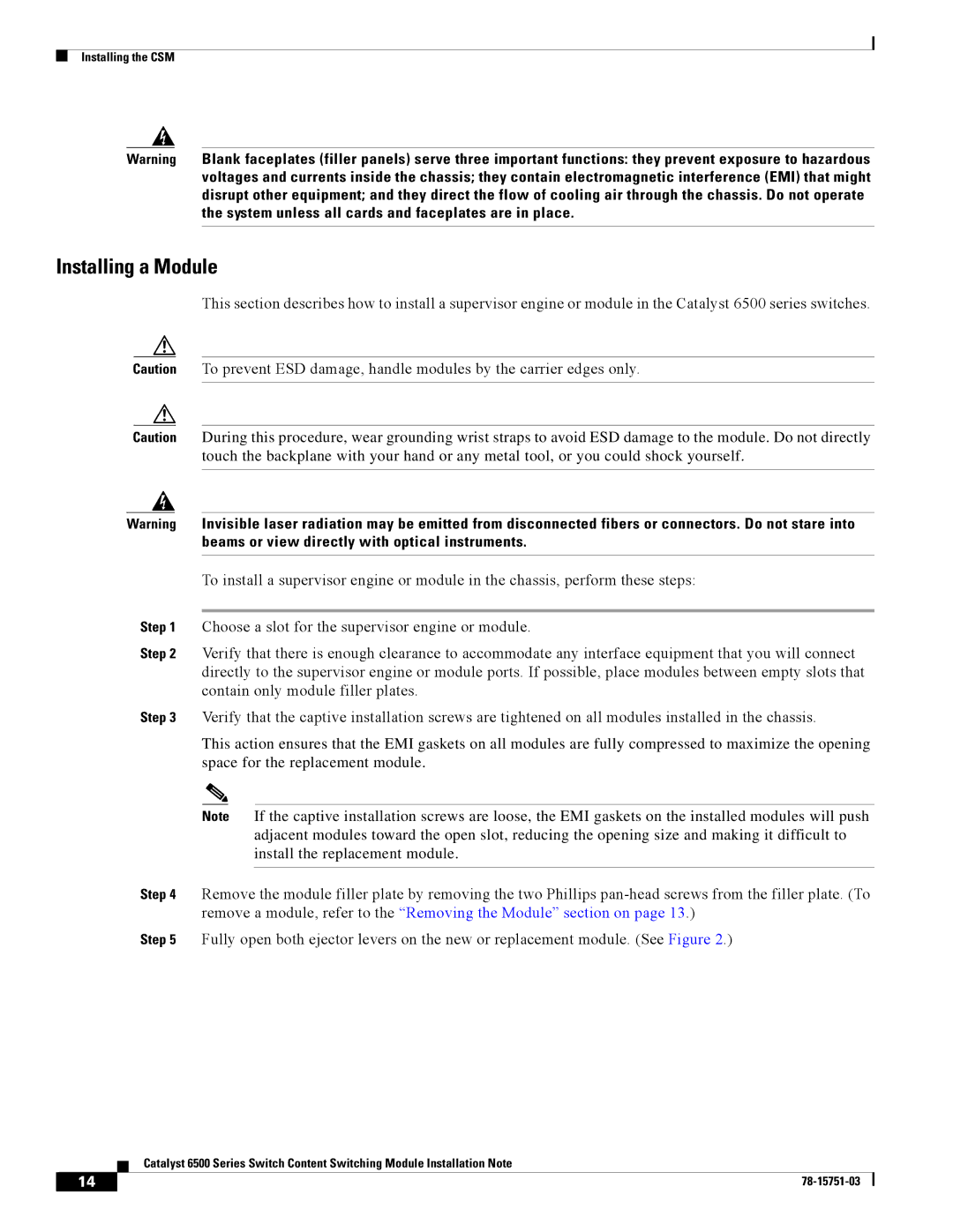 Cisco Systems WS-X6066-SLB-APC manual Installing a Module 