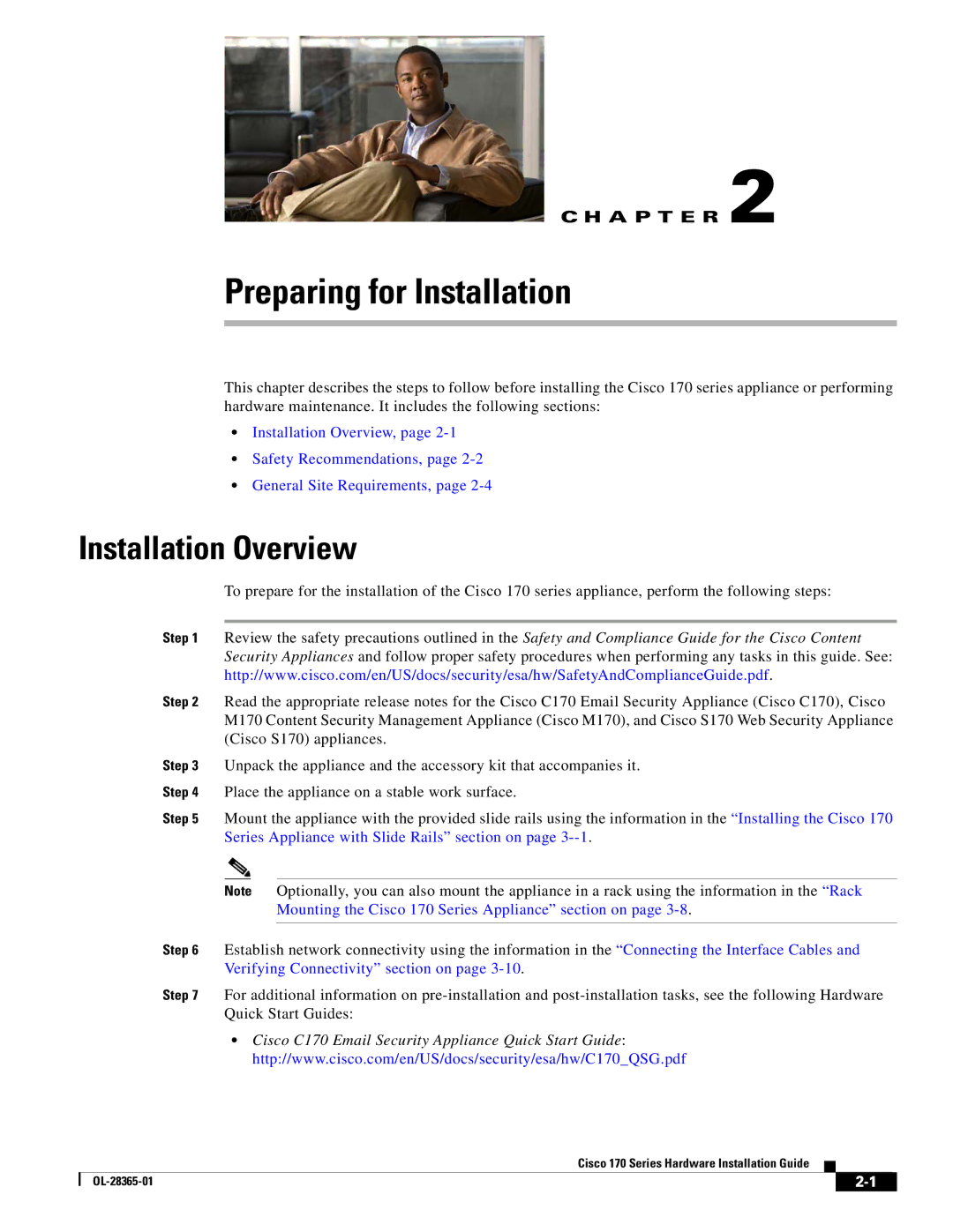 Cisco Systems WSA S170, WSAS170K9 manual Preparing for Installation, Installation Overview 