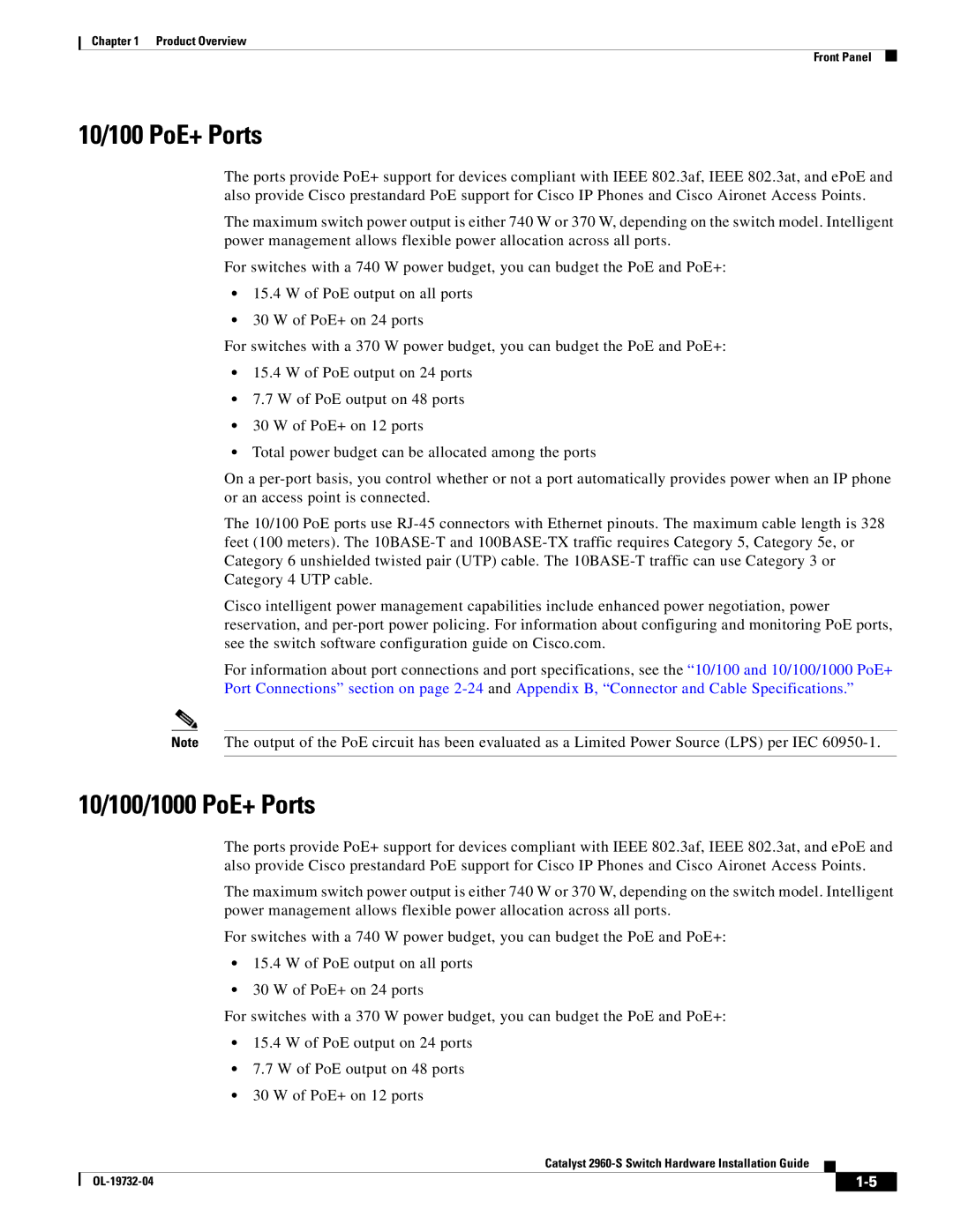 Cisco Systems WSC2960S24TSSRF, 2960S-24TS-S manual 10/100 PoE+ Ports, 10/100/1000 PoE+ Ports 