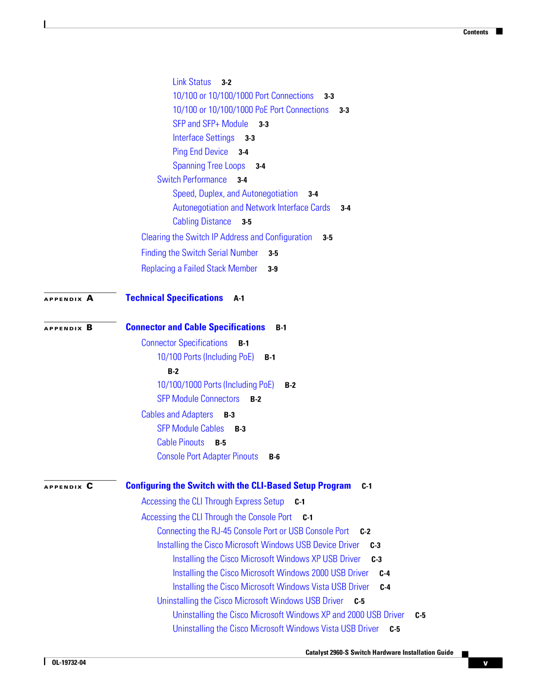 Cisco Systems WSC2960S24TSSRF, 2960S-24TS-S manual Uninstalling the Cisco Microsoft Windows USB Driver C-5 