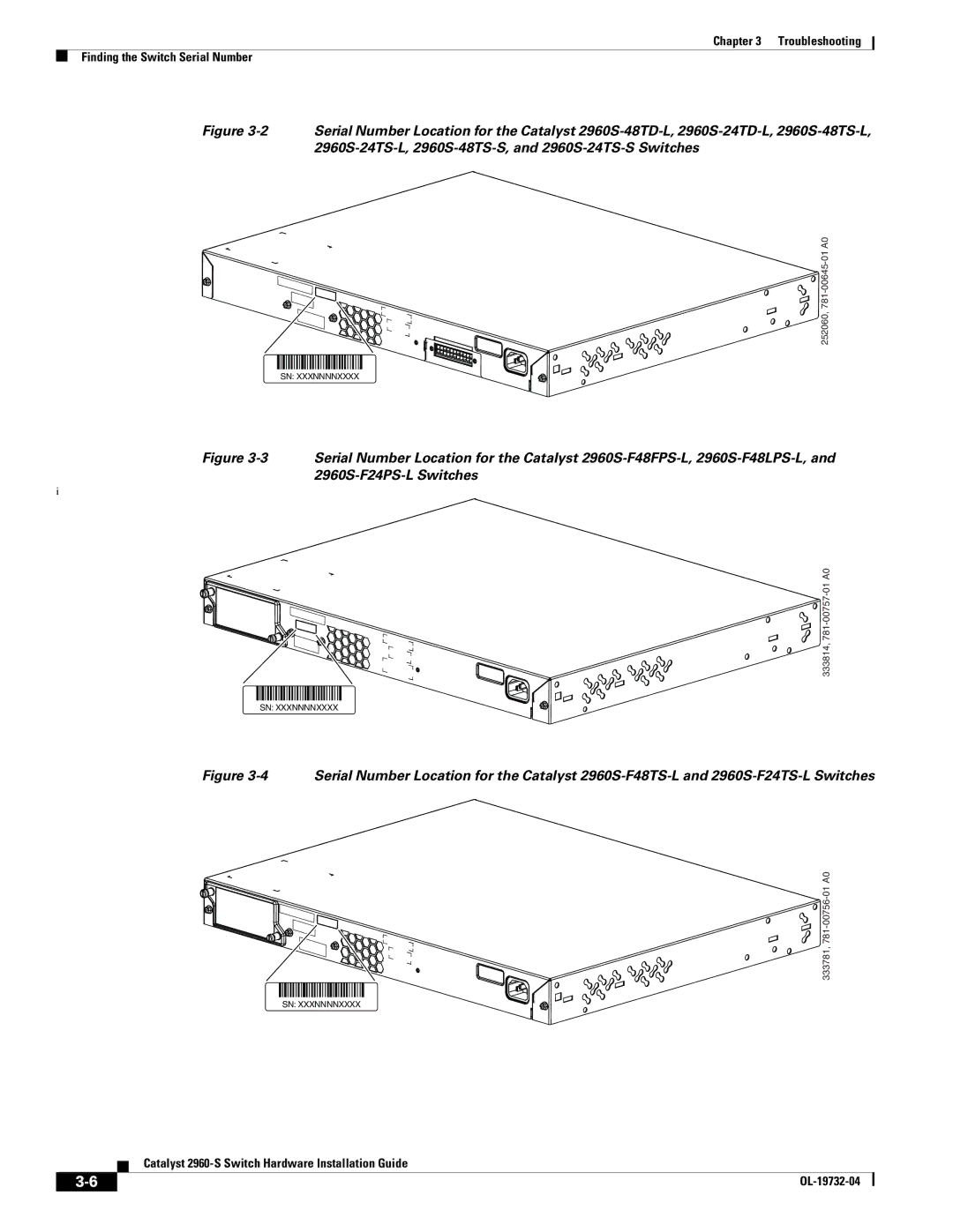 Cisco Systems WSC2960S24TSSRF, 2960S-24TS-S manual Troubleshooting Finding the Switch Serial Number 