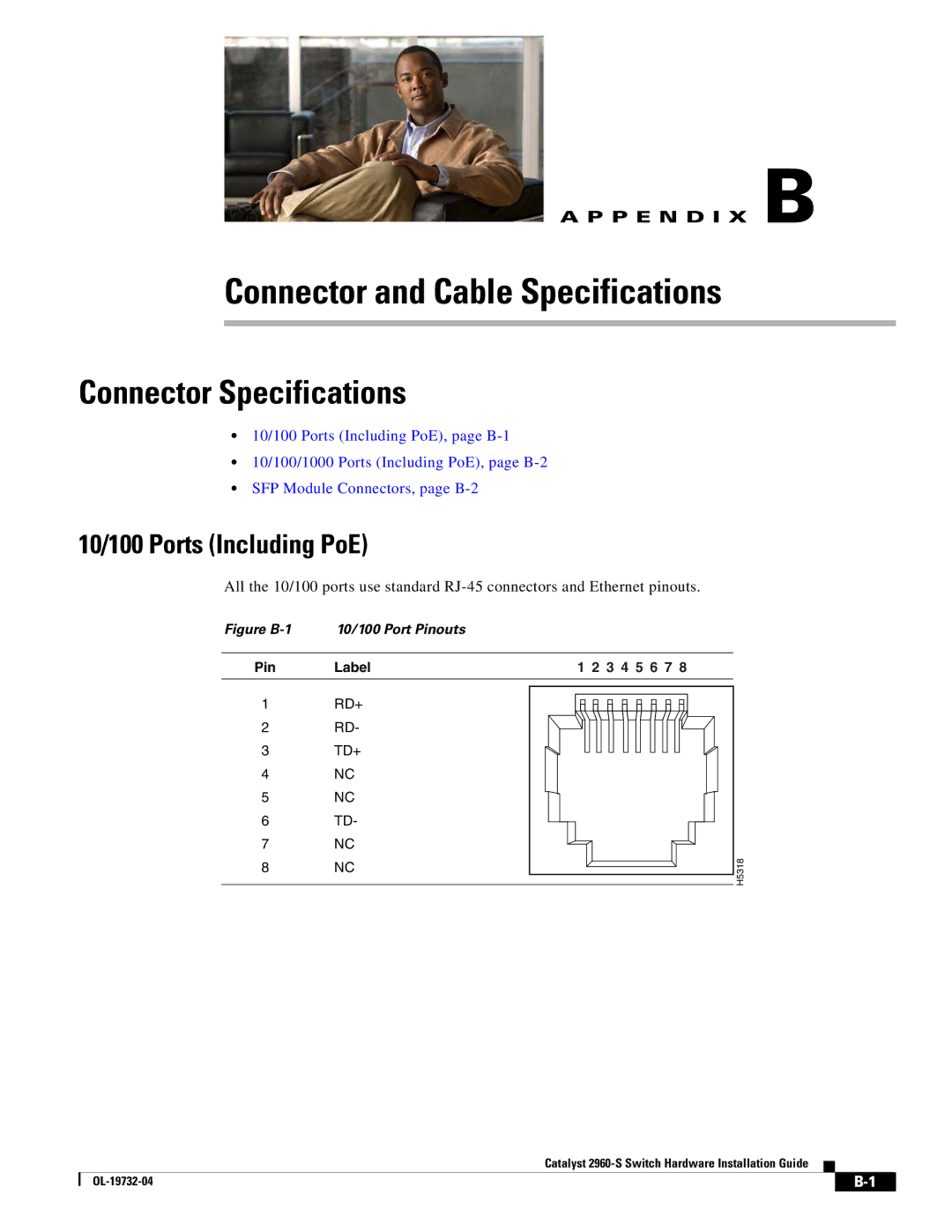 Cisco Systems WSC2960S24TSSRF, 2960S-24TS-S manual Connector Specifications, 10/100 Ports Including PoE 