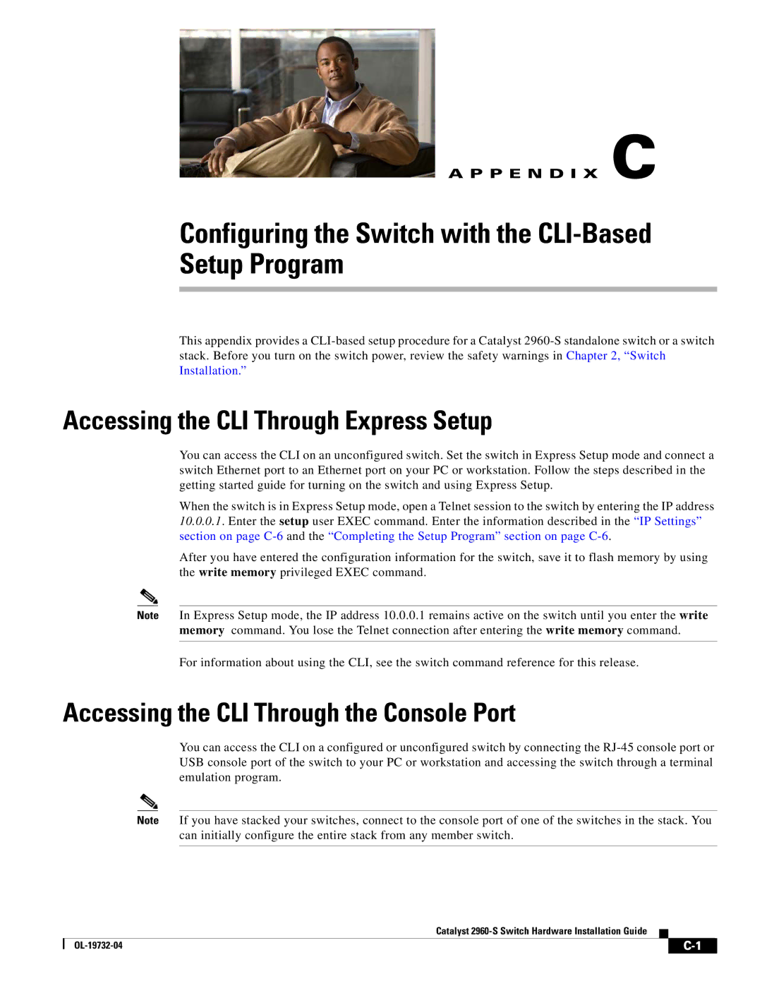 Cisco Systems WSC2960S24TSSRF manual Accessing the CLI Through Express Setup, Accessing the CLI Through the Console Port 