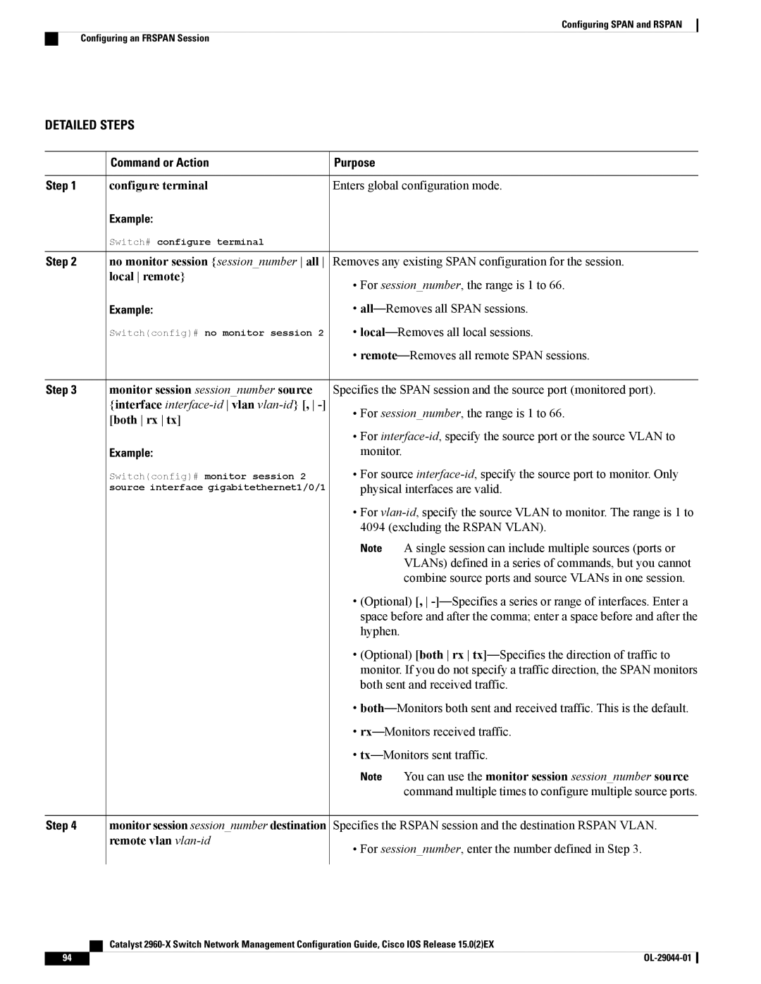 Cisco Systems WSC2960X48TSL, WSC2960X24TDL, WSC2960X24PSL, WSC2960X24TSLL, WSC2960X24PDL, C2960XSTACK manual Detailed Steps 