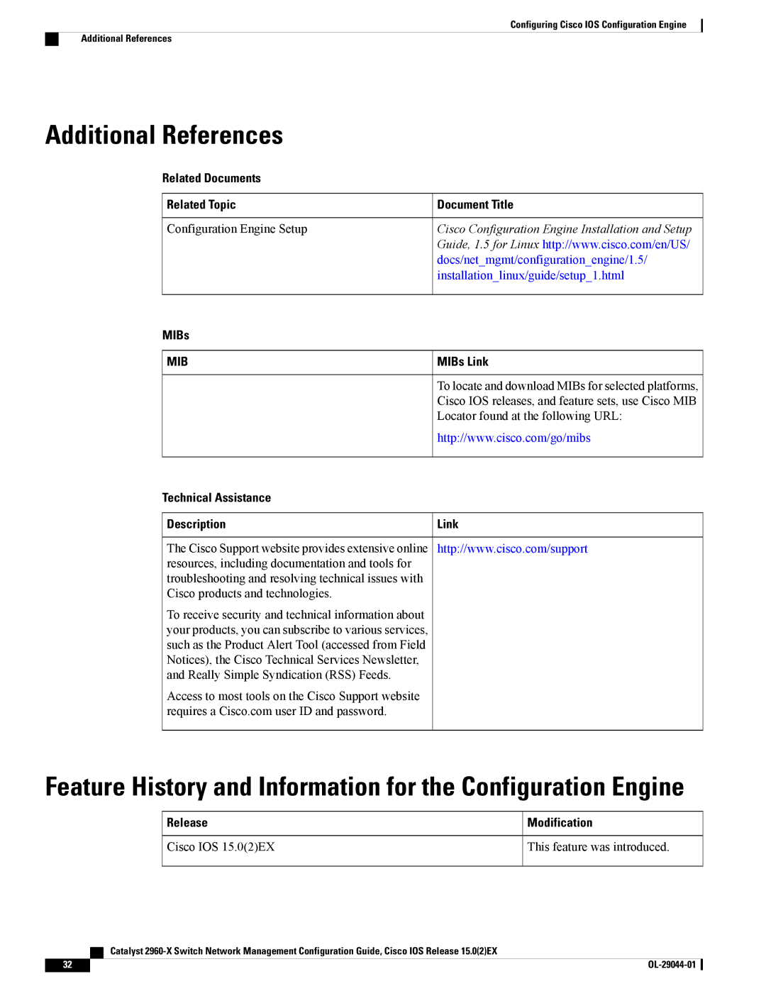 Cisco Systems WSC2960X24PSL manual Additional References, Technical Assistance Description Link, Release Modification 