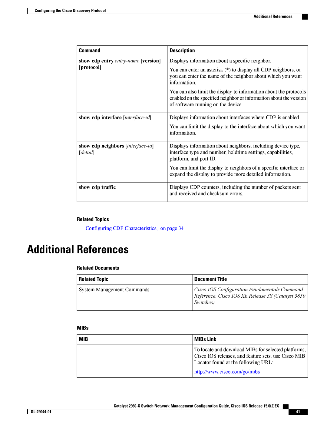 Cisco Systems WSC2960X24PDL, WSC2960X24TDL, WSC2960X48TSL manual Command, Show cdp neighbors interface-id, Show cdp traffic 