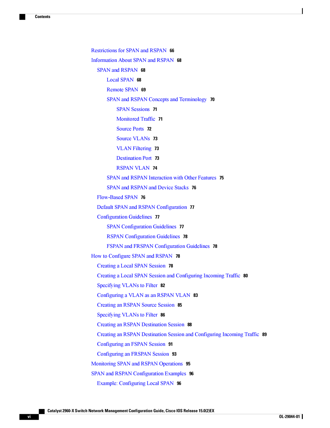 Cisco Systems WSC2960X24TDL, WSC2960X48TSL, WSC2960X24PSL, WSC2960X24TSLL, WSC2960X24PDL, C2960XSTACK manual Rspan Vlan 