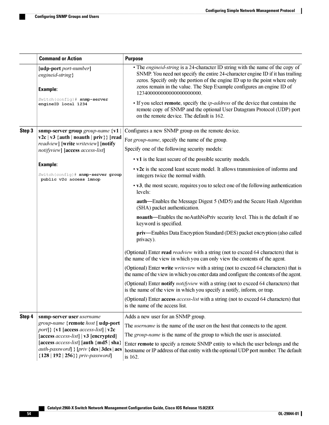 Cisco Systems WSC2960X24TSLL manual V1 is the least secure of the possible security models, Integers twice the normal width 