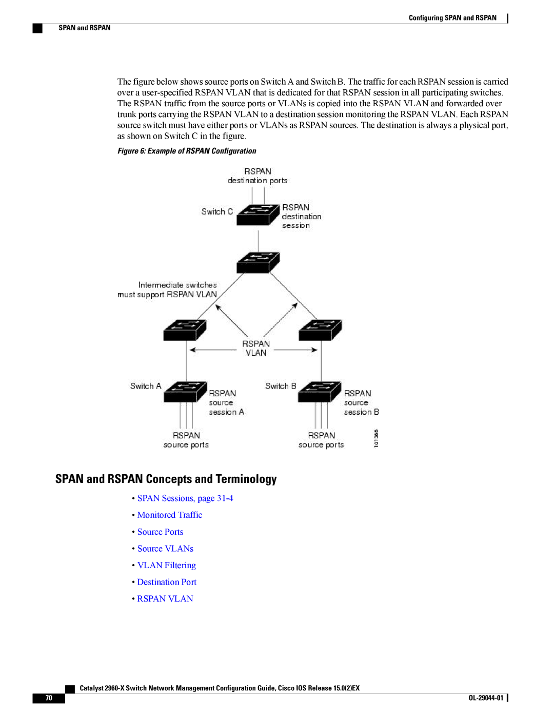 Cisco Systems C2960XSTACK, WSC2960X24TDL manual Span and Rspan Concepts and Terminology, Example of Rspan Configuration 