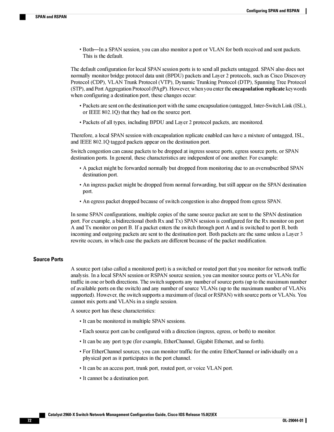 Cisco Systems WSC2960X24TDL, WSC2960X48TSL, WSC2960X24PSL, WSC2960X24TSLL, WSC2960X24PDL, C2960XSTACK manual Source Ports 