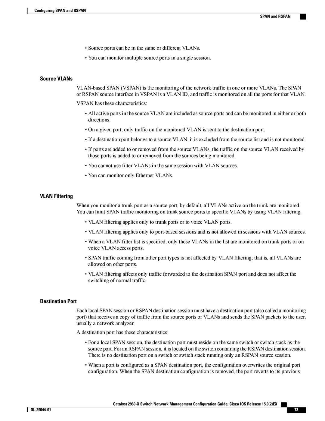 Cisco Systems WSC2960X48TSL, WSC2960X24TDL, WSC2960X24PSL, WSC2960X24TSLL, WSC2960X24PDL, C2960XSTACK manual Source VLANs 