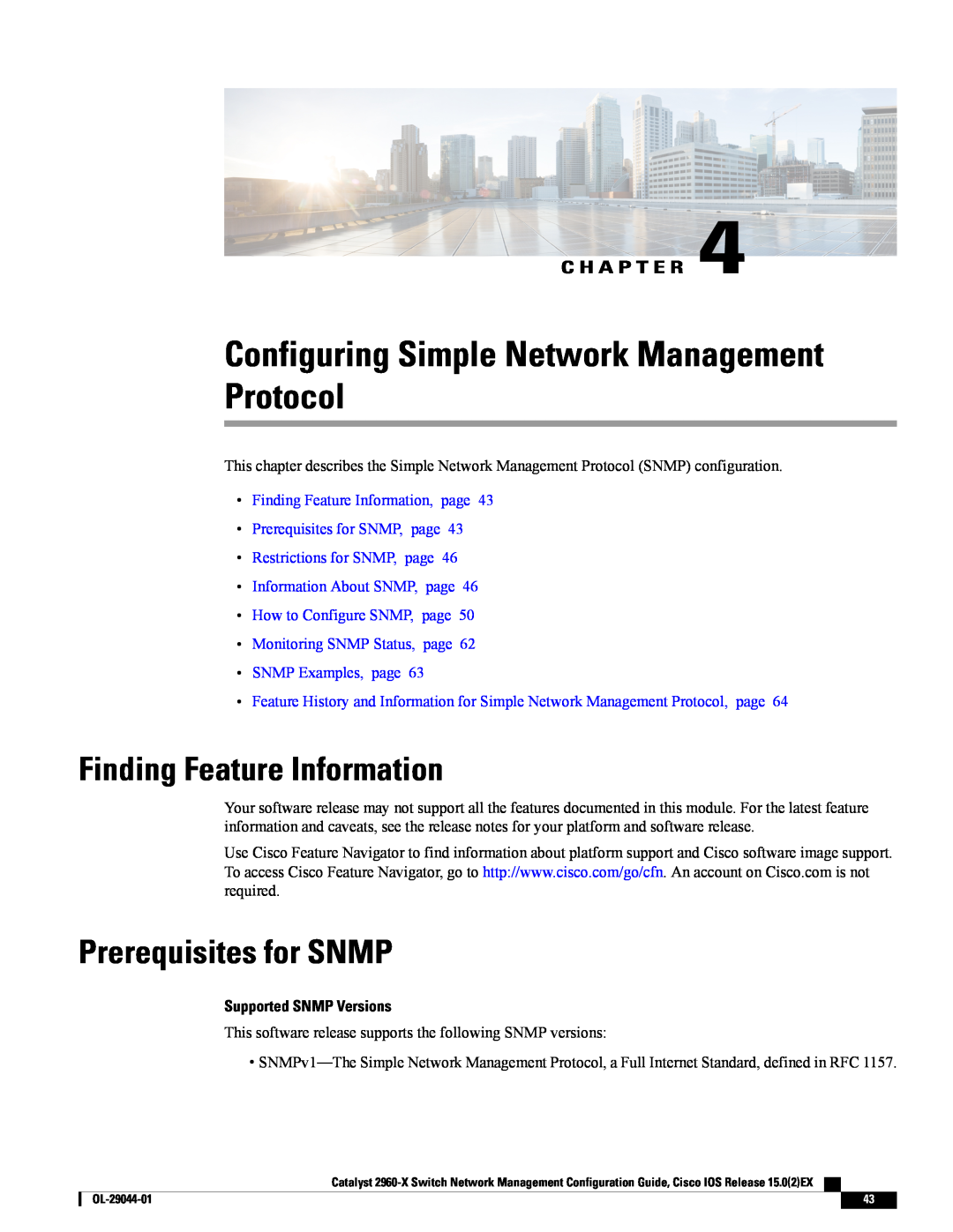 Cisco Systems WSC2960X24TSL Configuring Simple Network Management Protocol, Prerequisites for SNMP, SNMP Examples, page 