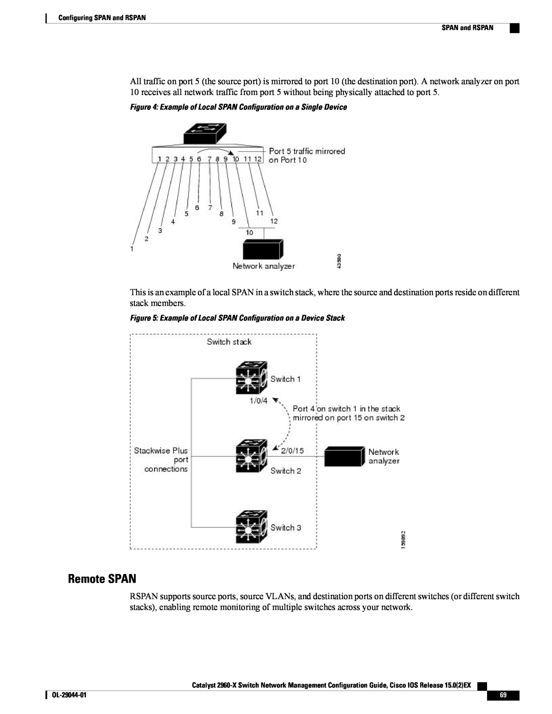 Cisco Systems WSC2960X24PDL, WSC2960X24TDL, C2960XSTACK Remote SPAN, Example of Local SPAN Configuration on a Single Device 