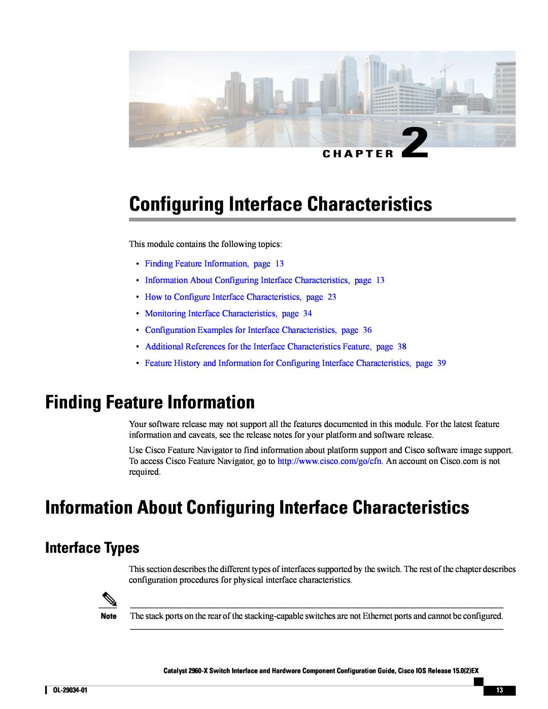 Cisco Systems WSC2960X48TDL manual Configuring Interface Characteristics, Finding Feature Information, Interface Types 
