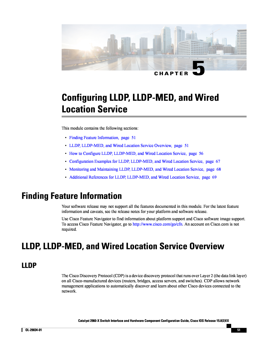 Cisco Systems WSC2960X48TDL Configuring LLDP, LLDP-MED, and Wired Location Service, Lldp, Finding Feature Information 