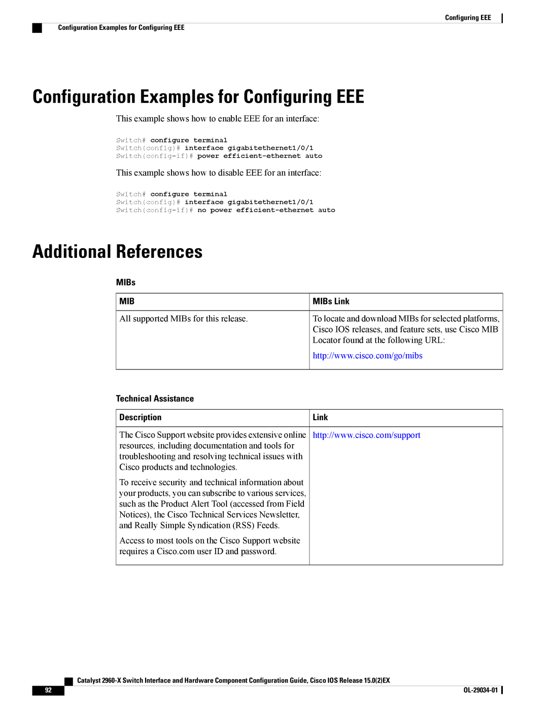 Cisco Systems WSC2960X48TDL manual Configuration Examples for Configuring EEE 