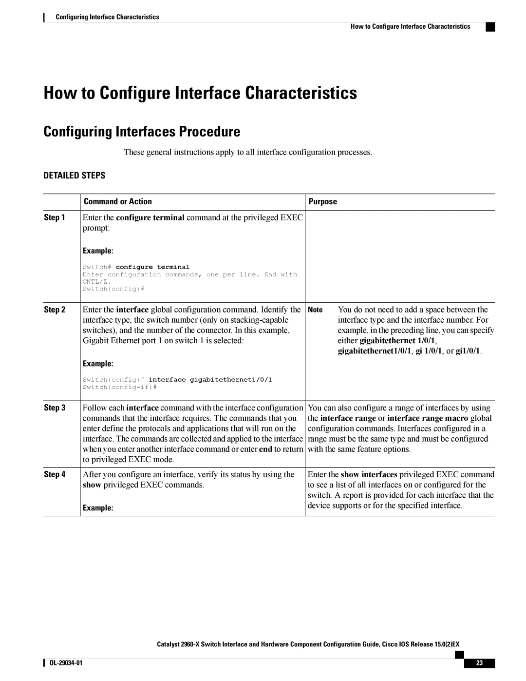 Cisco Systems WSC2960X48TDL manual How to Configure Interface Characteristics, Configuring Interfaces Procedure 