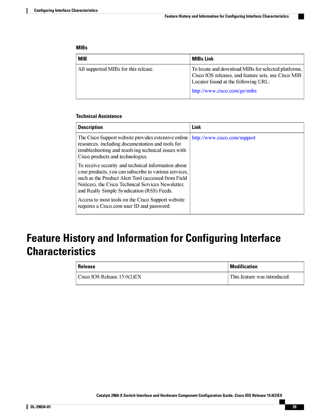 Cisco Systems WSC2960X48TDL manual Technical Assistance Description Link, Release Modification 