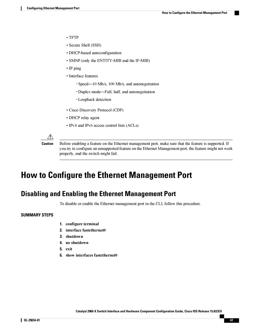 Cisco Systems WSC2960X48TDL manual How to Configure the Ethernet Management Port 