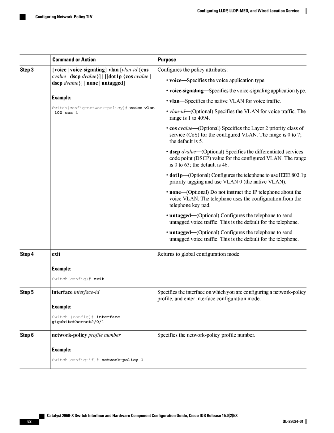 Cisco Systems WSC2960X48TDL manual Voice voice-signalingvlan vlan-idcos, Dscp dvalue none untagged 