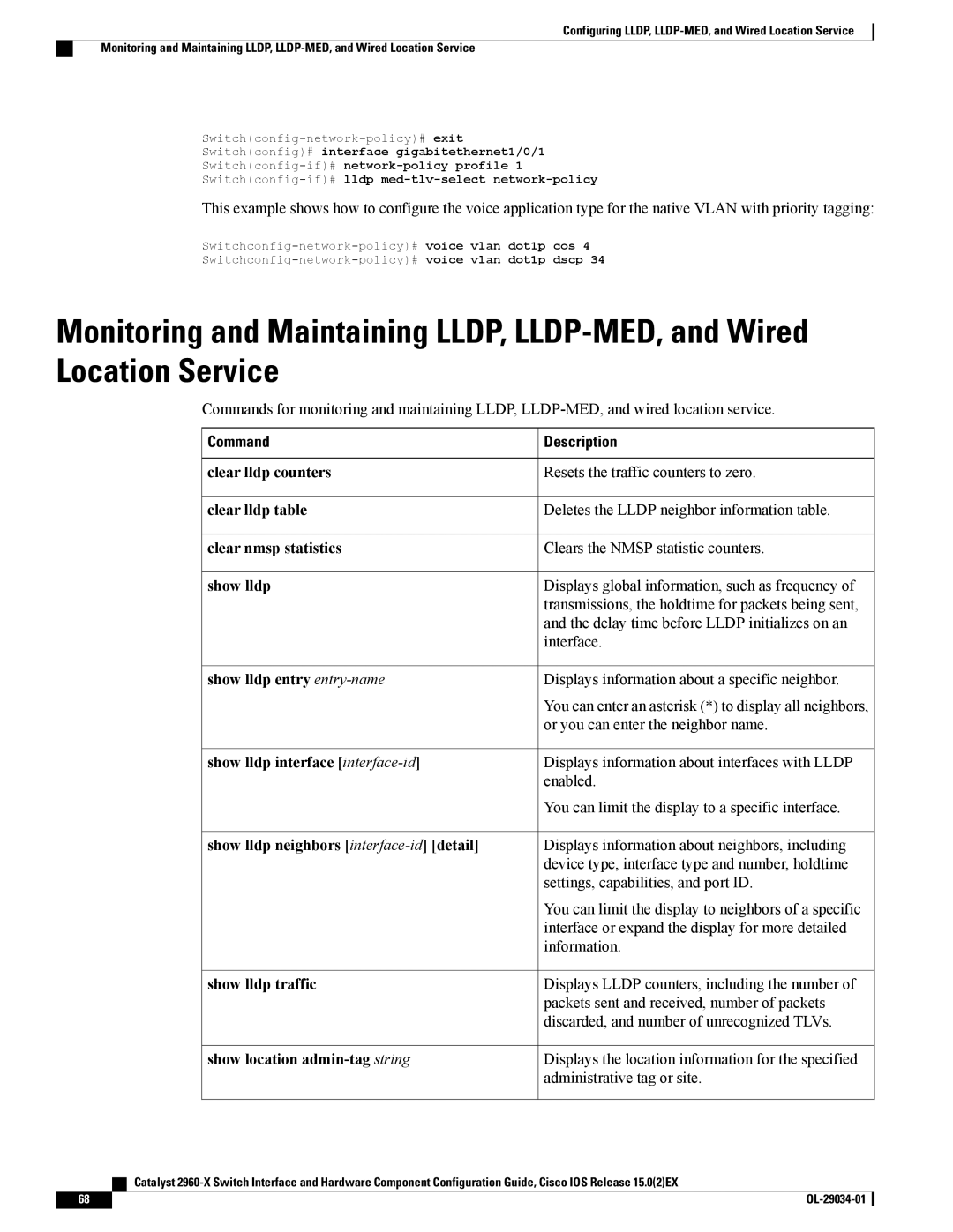 Cisco Systems WSC2960X48TDL manual Command Description 