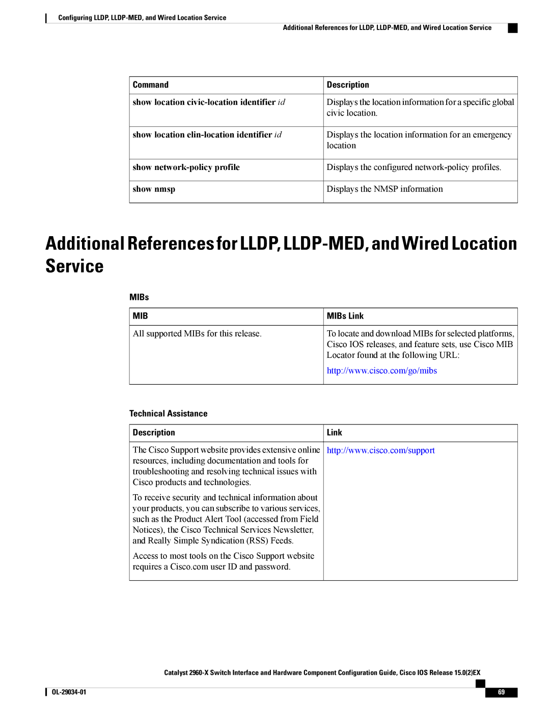 Cisco Systems WSC2960X48TDL manual Show location civic-location identifier id, Civic location 