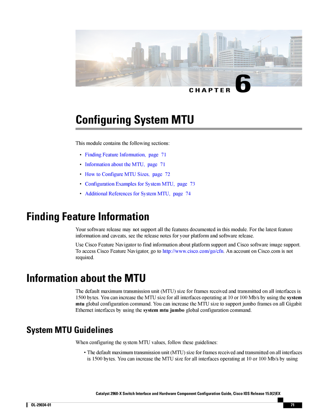 Cisco Systems WSC2960X48TDL manual Information about the MTU, System MTU Guidelines 