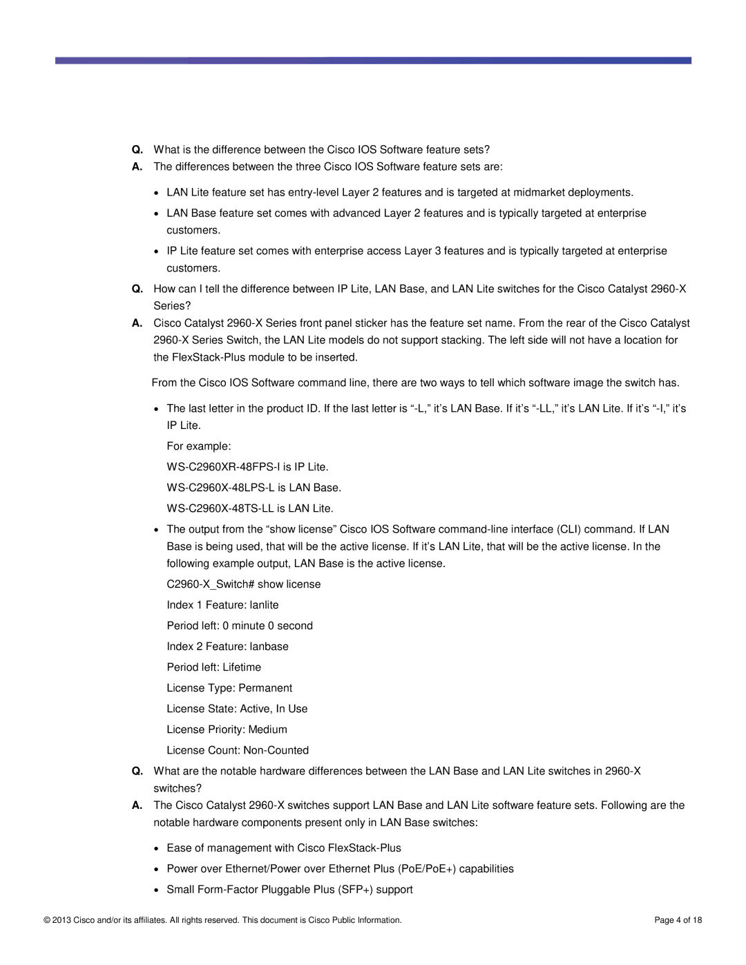 Cisco Systems WSC2960X48TSL, WSC2960XR24TDI, WSC2960XR48FPDI, WSC2960XR48LPDI manual 