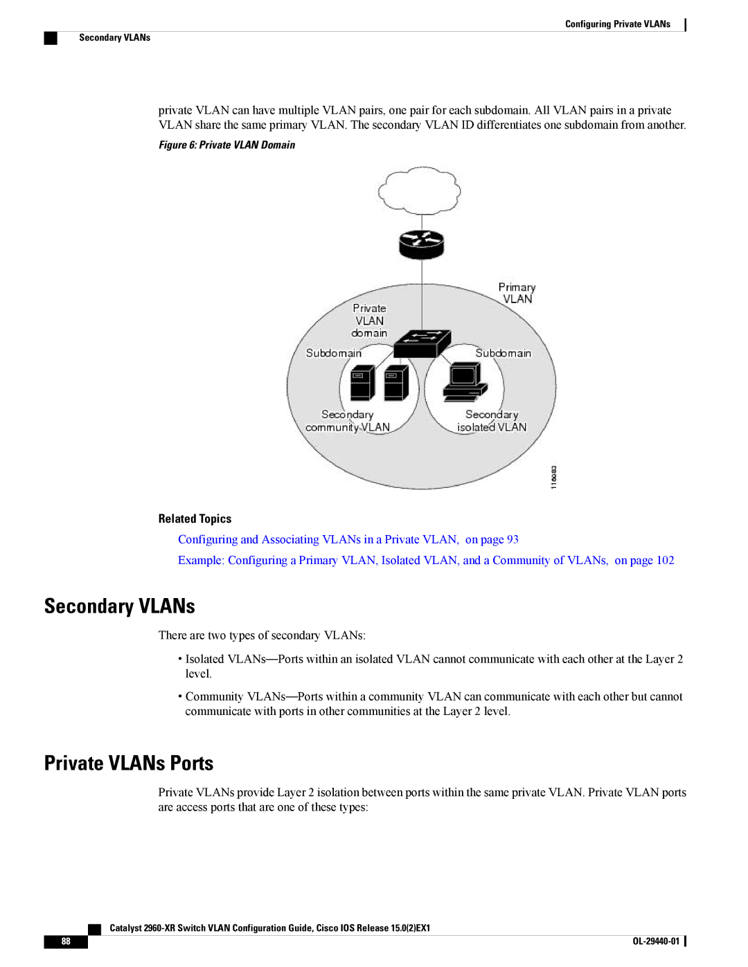 Cisco Systems WSC2960XR48FPSI manual Secondary VLANs, Private VLANs Ports 