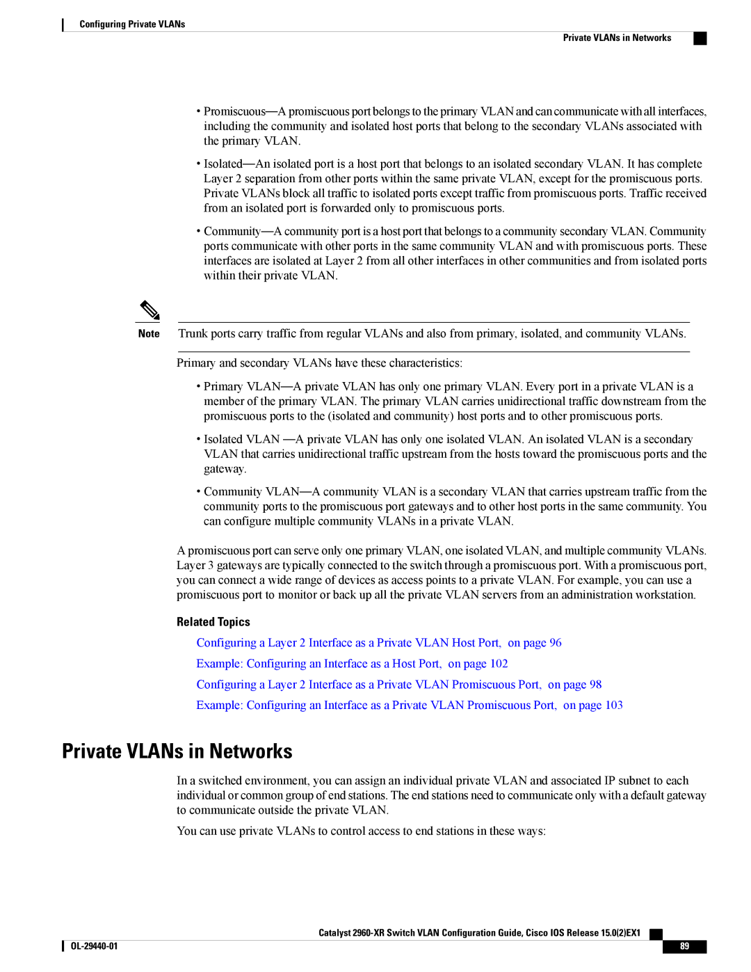 Cisco Systems WSC2960XR48FPSI manual Private VLANs in Networks 