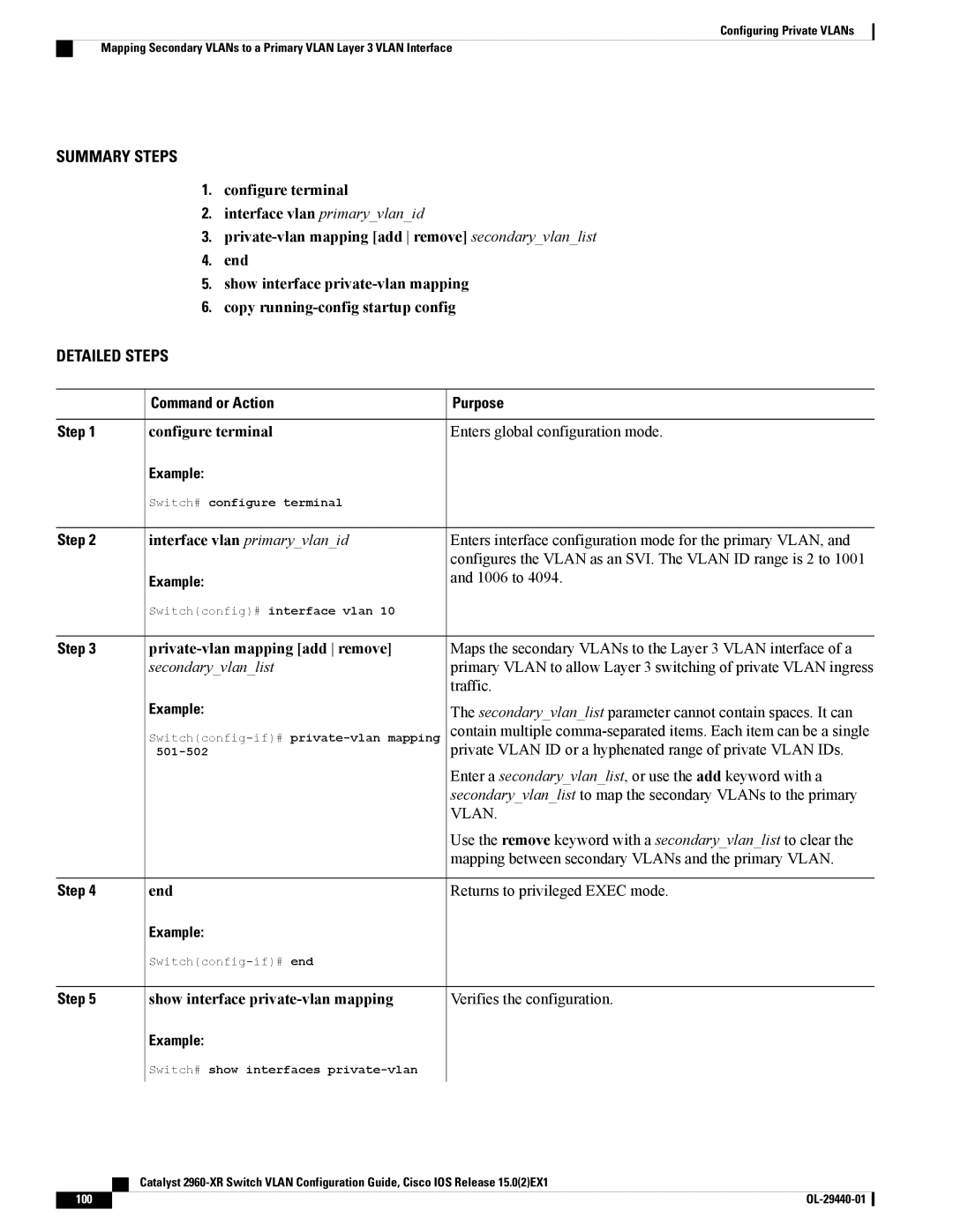 Cisco Systems WSC2960XR48FPSI manual 1006 to, Private-vlan mapping add remove 