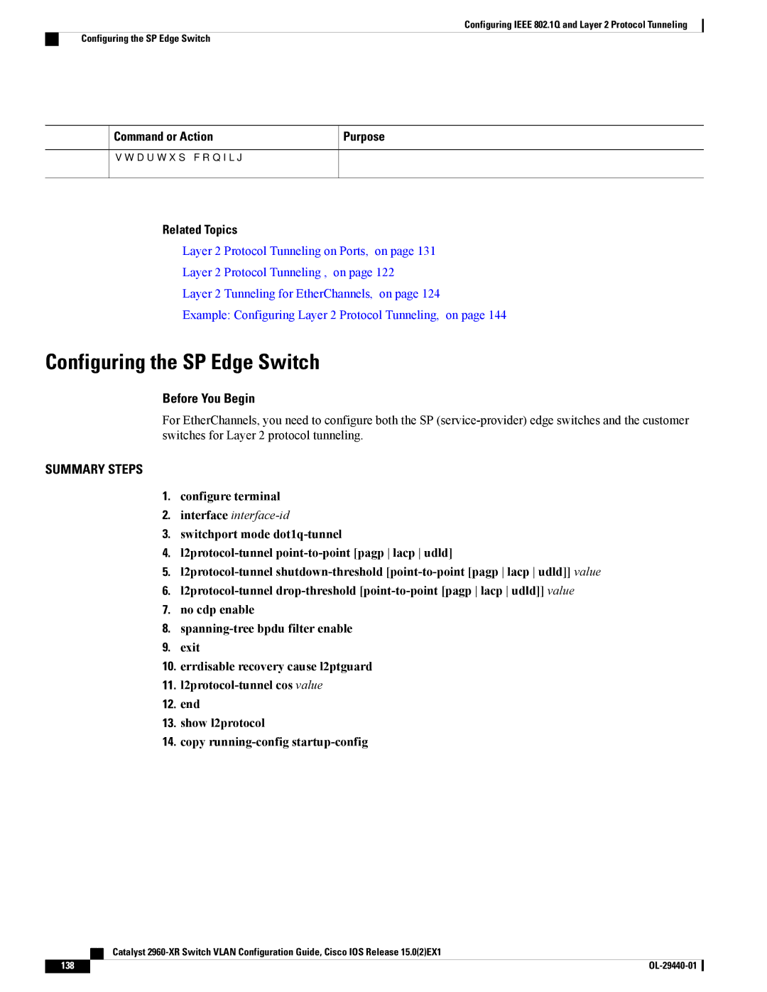 Cisco Systems WSC2960XR48FPSI manual Configuring the SP Edge Switch, Related Topics 