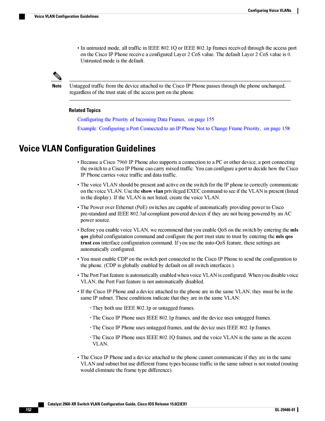 Cisco Systems WSC2960XR48FPSI manual Voice Vlan Configuration Guidelines 