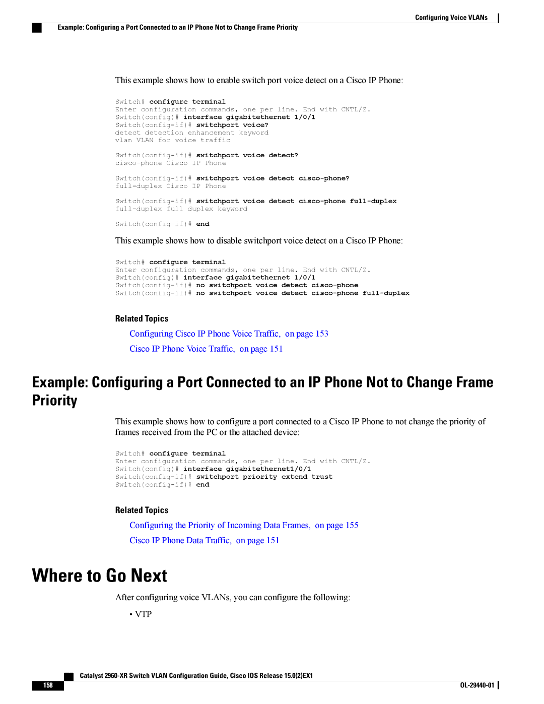 Cisco Systems WSC2960XR48FPSI manual Configuring Cisco IP Phone Voice Traffic, on 