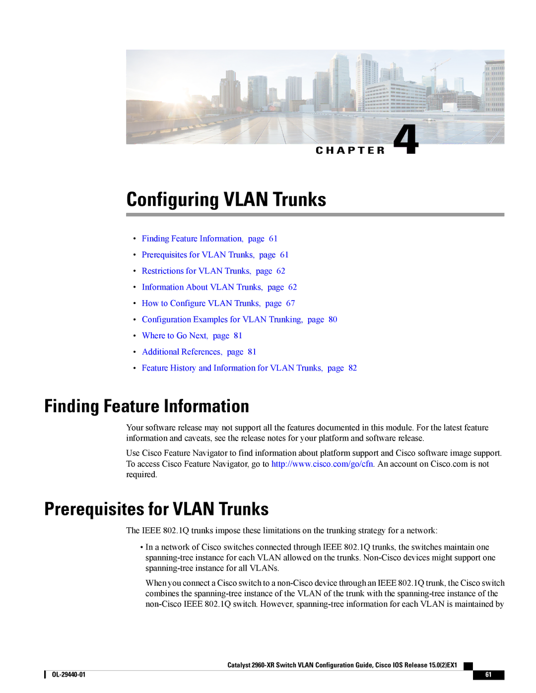 Cisco Systems WSC2960XR48FPSI manual Configuring Vlan Trunks, Prerequisites for Vlan Trunks 