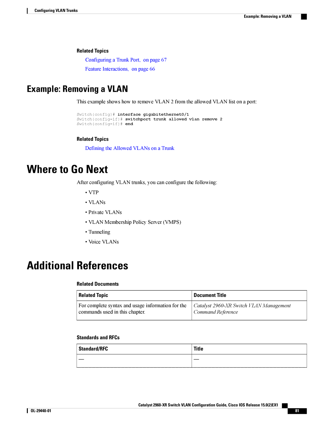 Cisco Systems WSC2960XR48FPSI manual Example Removing a Vlan, Title 