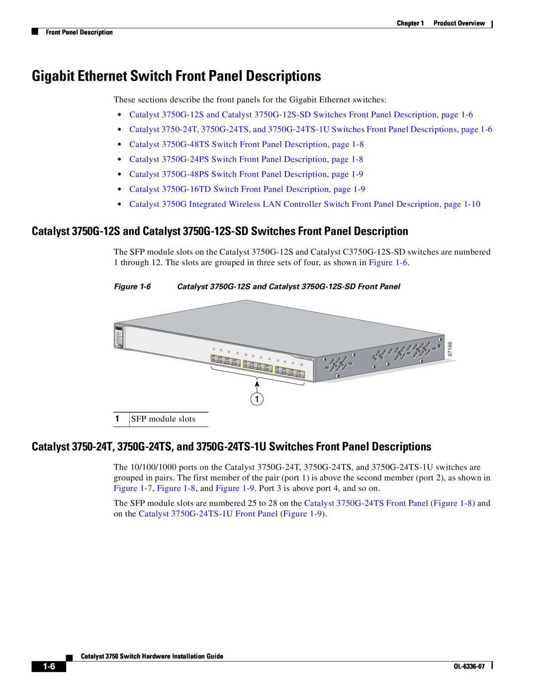 Cisco Systems WSC3750X24TS specifications Gigabit Ethernet Switch Front Panel Descriptions 