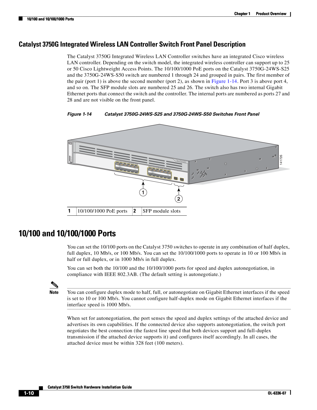 Cisco Systems WSC3750X24TS specifications 10/100 and 10/100/1000 Ports, 1-10, Wireless 