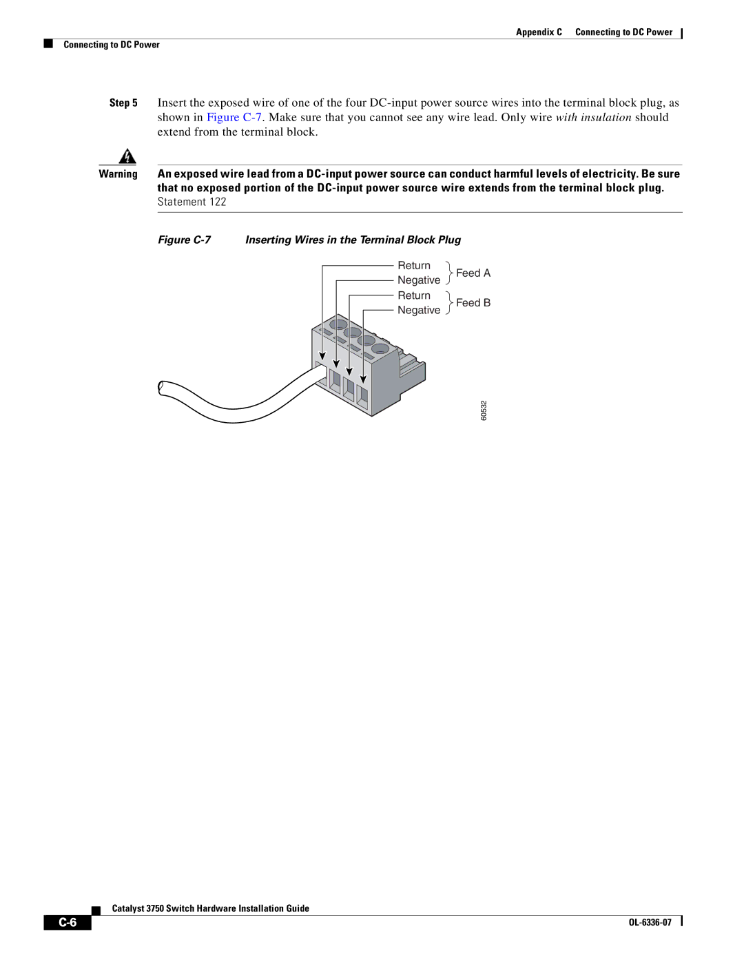 Cisco Systems WSC3750X24TS specifications Figure C-7 Inserting Wires in the Terminal Block Plug 