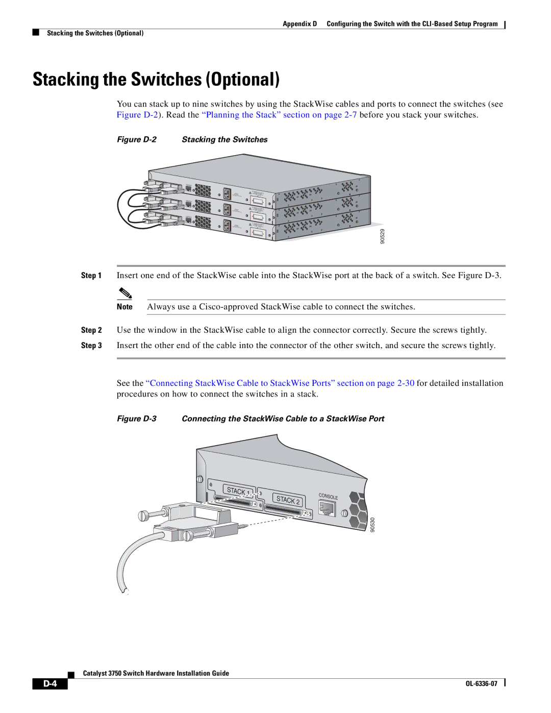 Cisco Systems WSC3750X24TS specifications Stacking the Switches Optional, Stack 1 Stack 