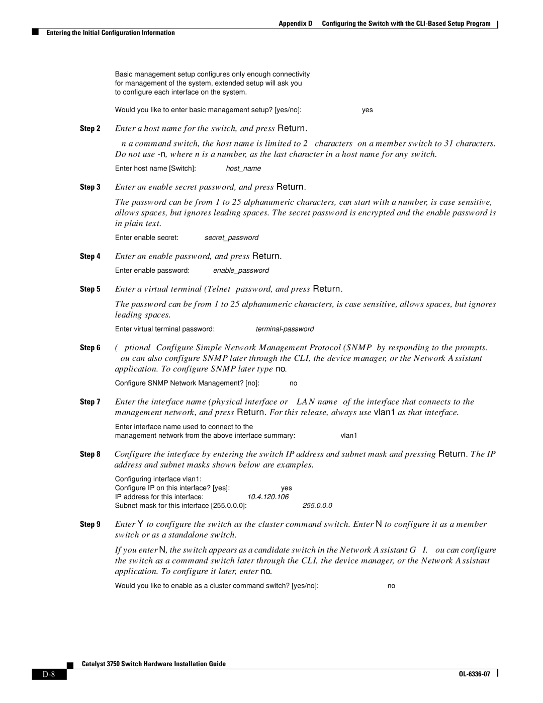 Cisco Systems WSC3750X24TS specifications Enter an enable password, and press Return 