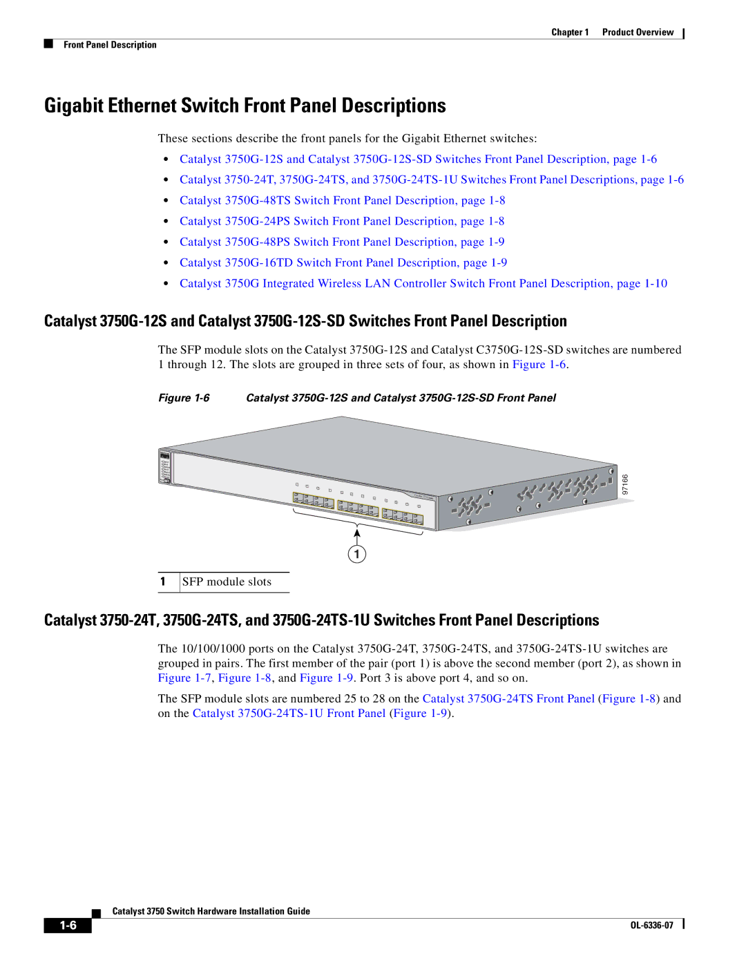 Cisco Systems WSC3750X24TS specifications Gigabit Ethernet Switch Front Panel Descriptions 