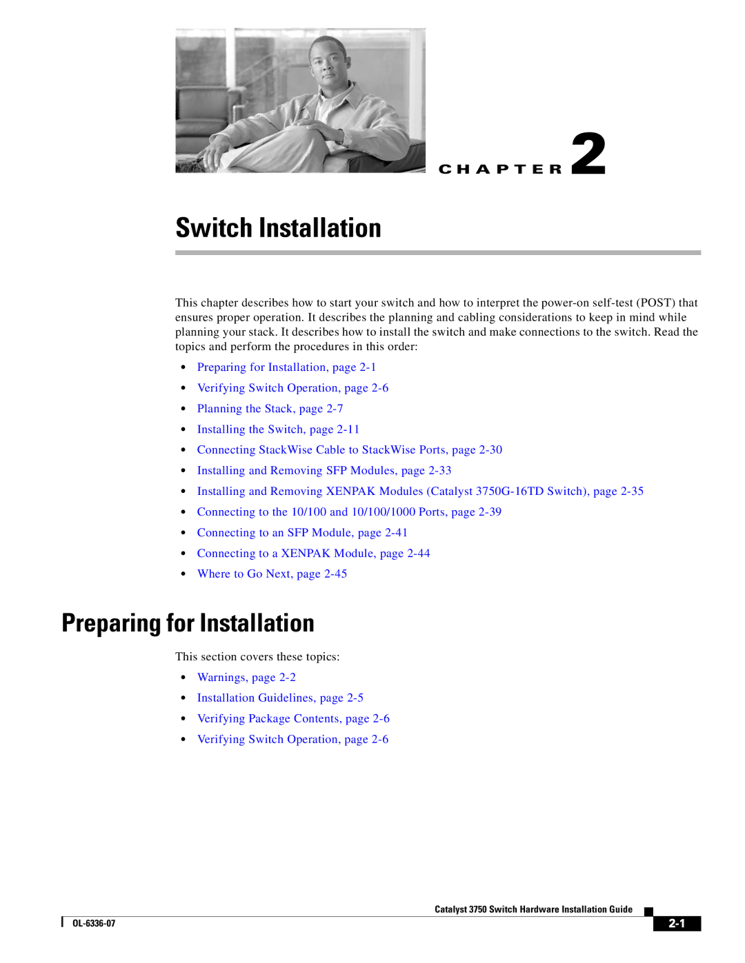 Cisco Systems WSC3750X24TS specifications Preparing for Installation, This section covers these topics 