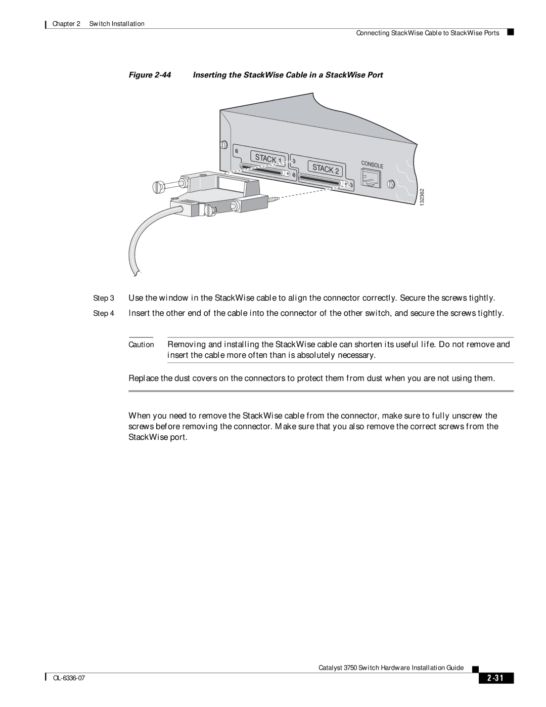 Cisco Systems WSC3750X24TS specifications Stack 1 Stack 