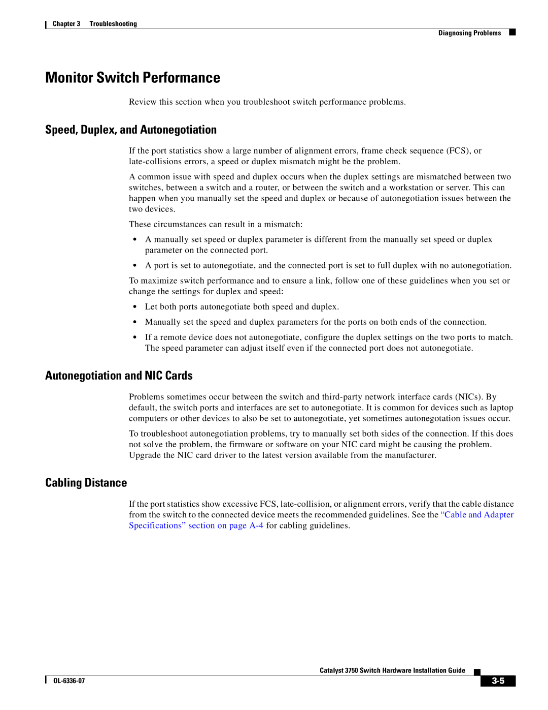 Cisco Systems WSC3750X24TS Monitor Switch Performance, Speed, Duplex, and Autonegotiation, Autonegotiation and NIC Cards 