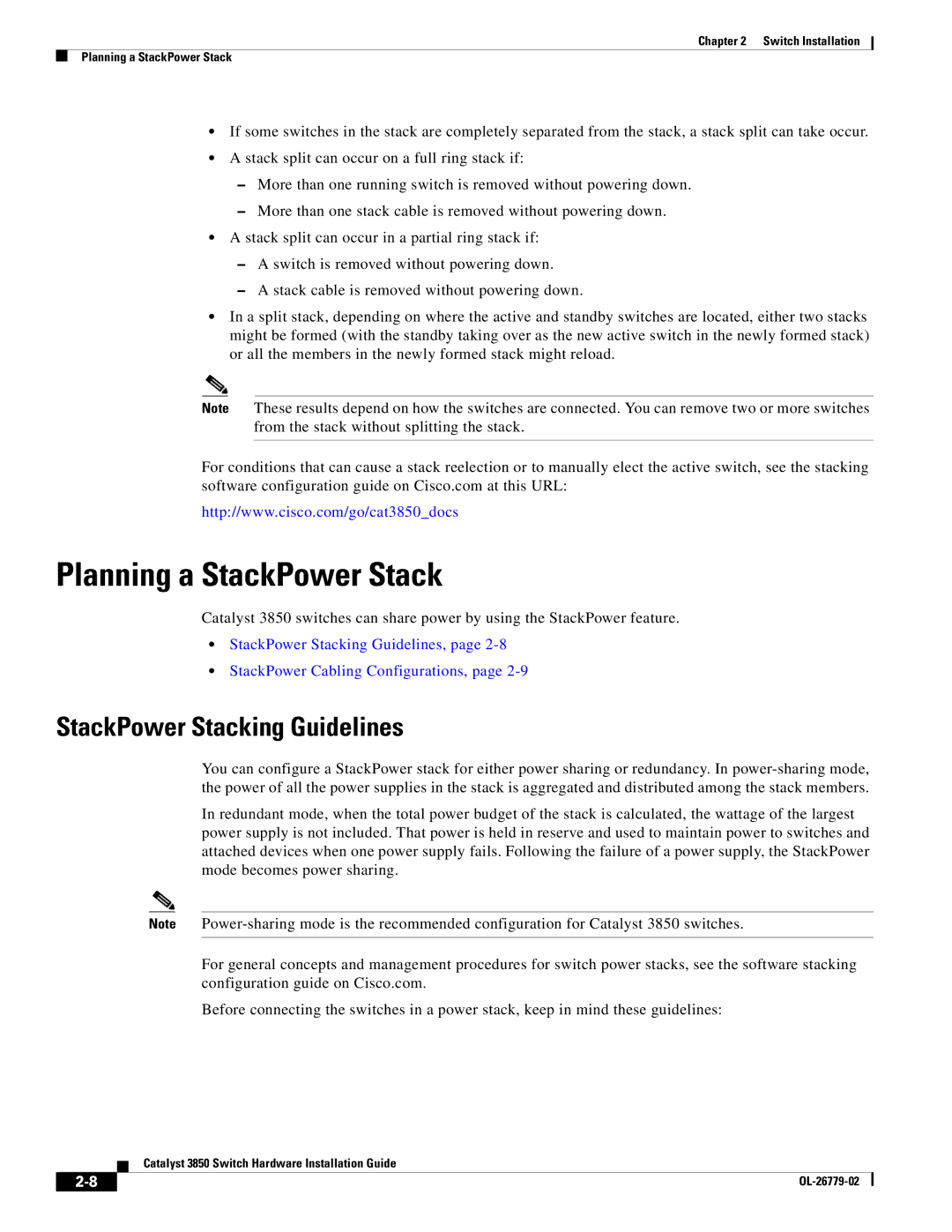 Cisco Systems WSC385024TS, C3850NM210G, C3850NM41G manual Planning a StackPower Stack, StackPower Stacking Guidelines 