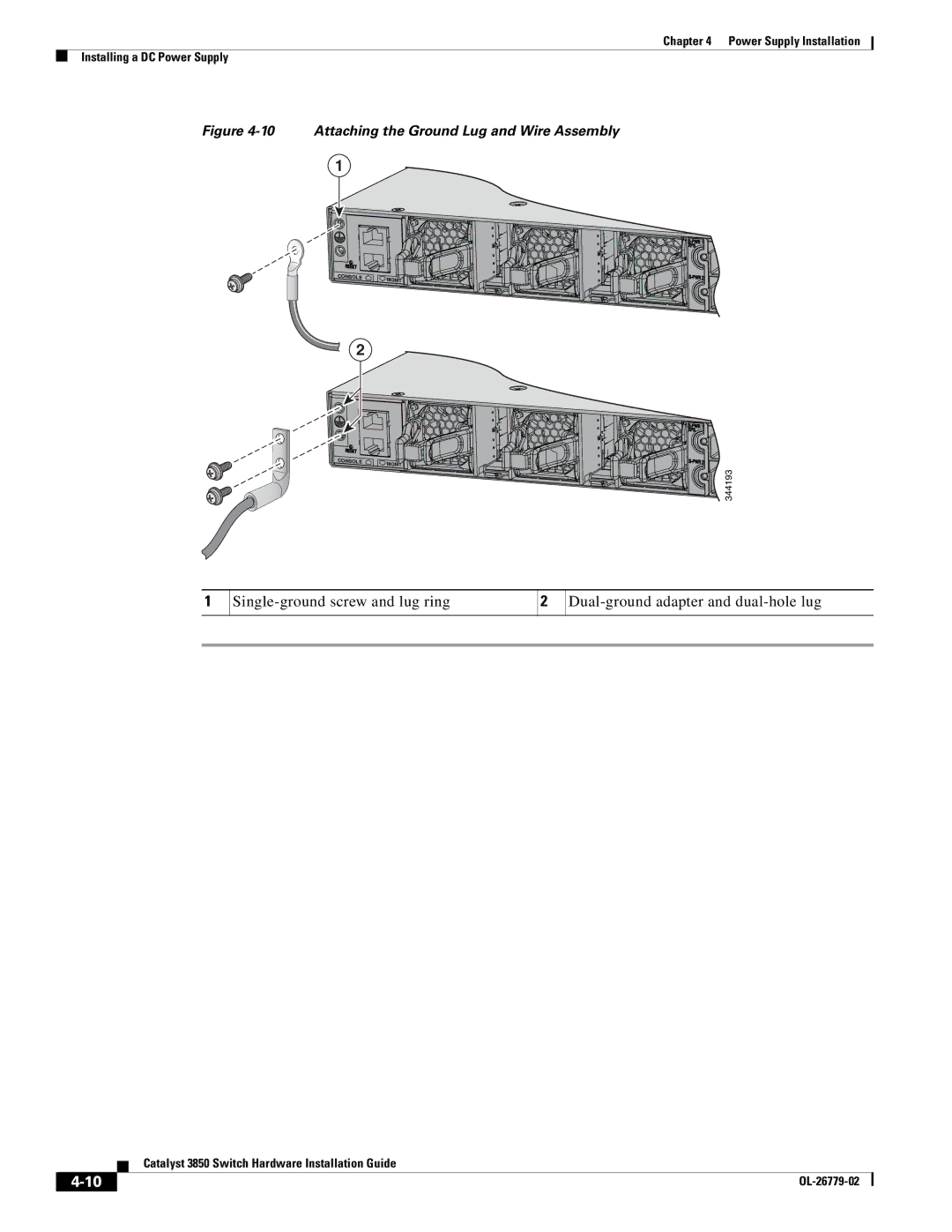 Cisco Systems WSC385024TS, C3850NM210G, C3850NM41G manual Attaching the Ground Lug and Wire Assembly 