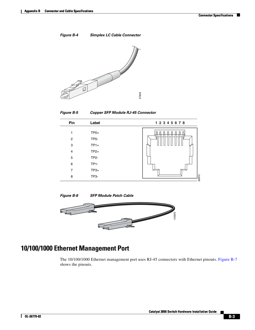 Cisco Systems WSC385024TS 10/100/1000 Ethernet Management Port, Figure B-4 Simplex LC Cable Connector, Figure B-5, Label 