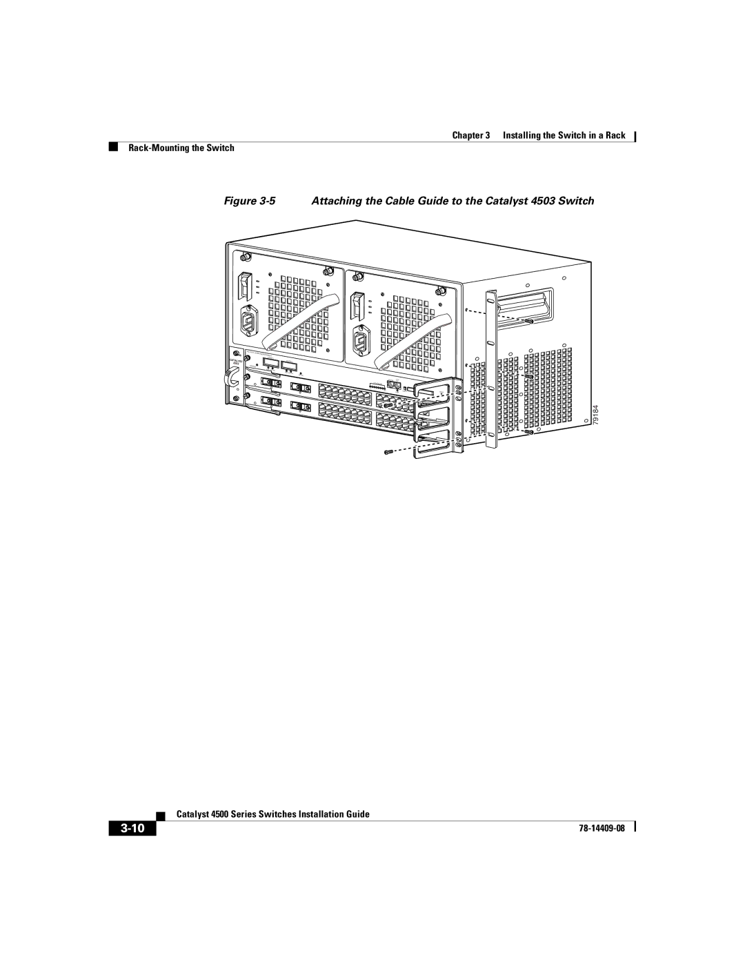 Cisco Systems WSC4500XF32SFP, WSC4500X24XIPB, WSC4500XF16SFP manual Attaching the Cable Guide to the Catalyst 4503 Switch 