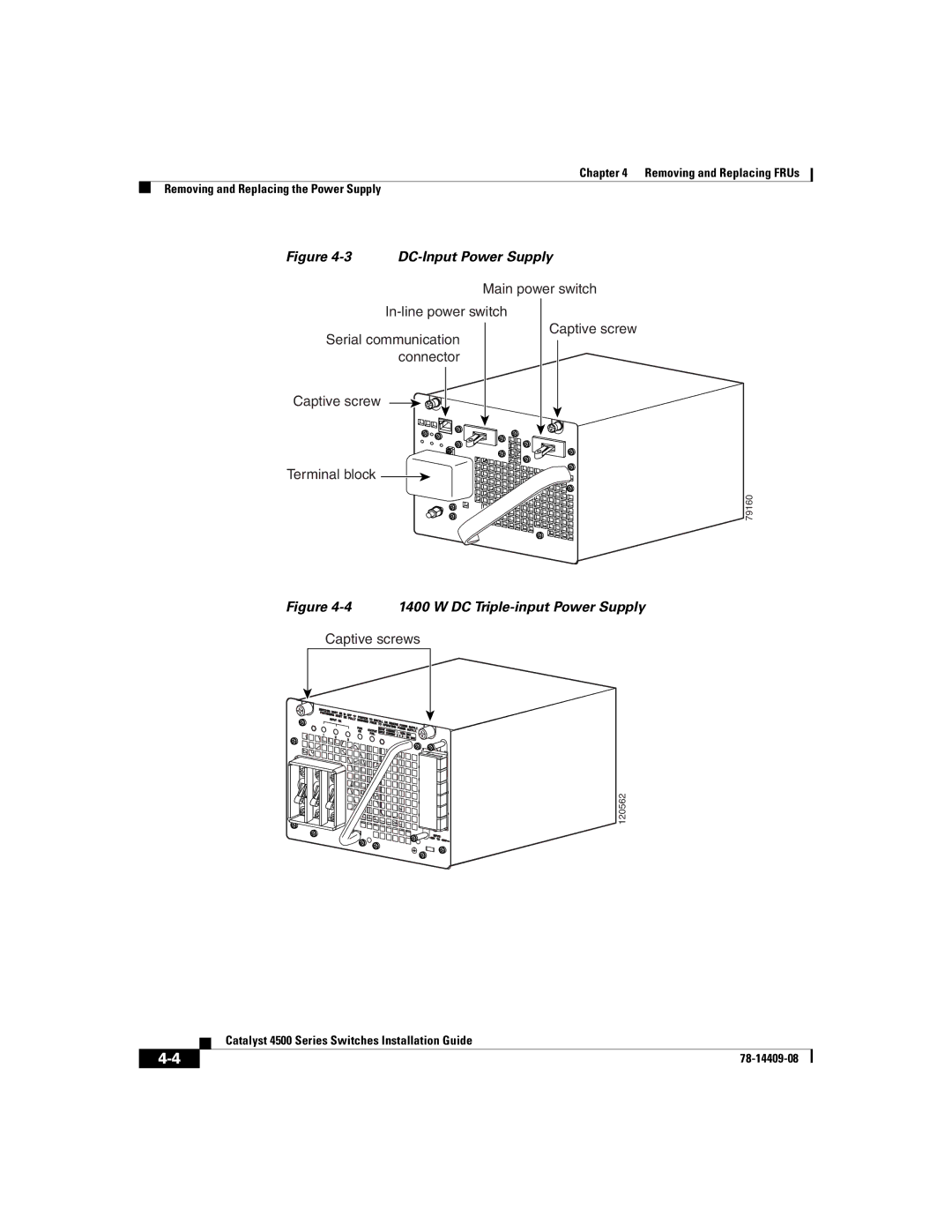 Cisco Systems WSC4500X24XIPB, WSC4500XF32SFP, WSC4500XF16SFP manual DC-Input Power Supply 